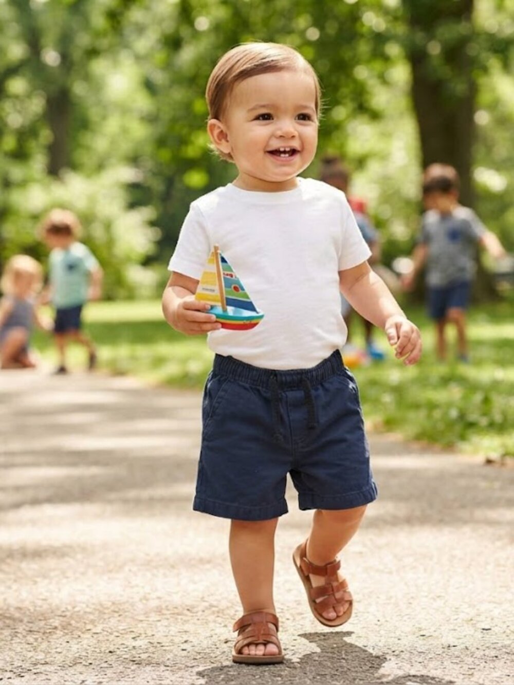 Free Planet Boys Navy Blue Cotton‎ Twill Pull On Shorts 12M FP0B146